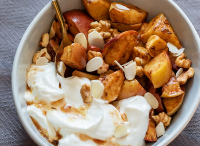 Cinnamon Apple Dessert with Greek Yogurt and Macadamia Nuts