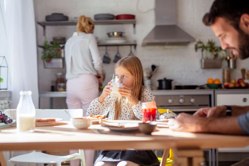 Family eating breakfast
