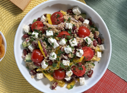 Couscous salad with garden vegetables and Feta