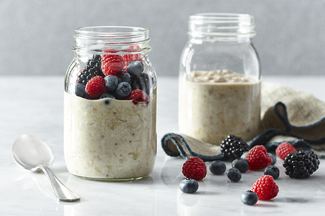 mason jars filled with overnight oats