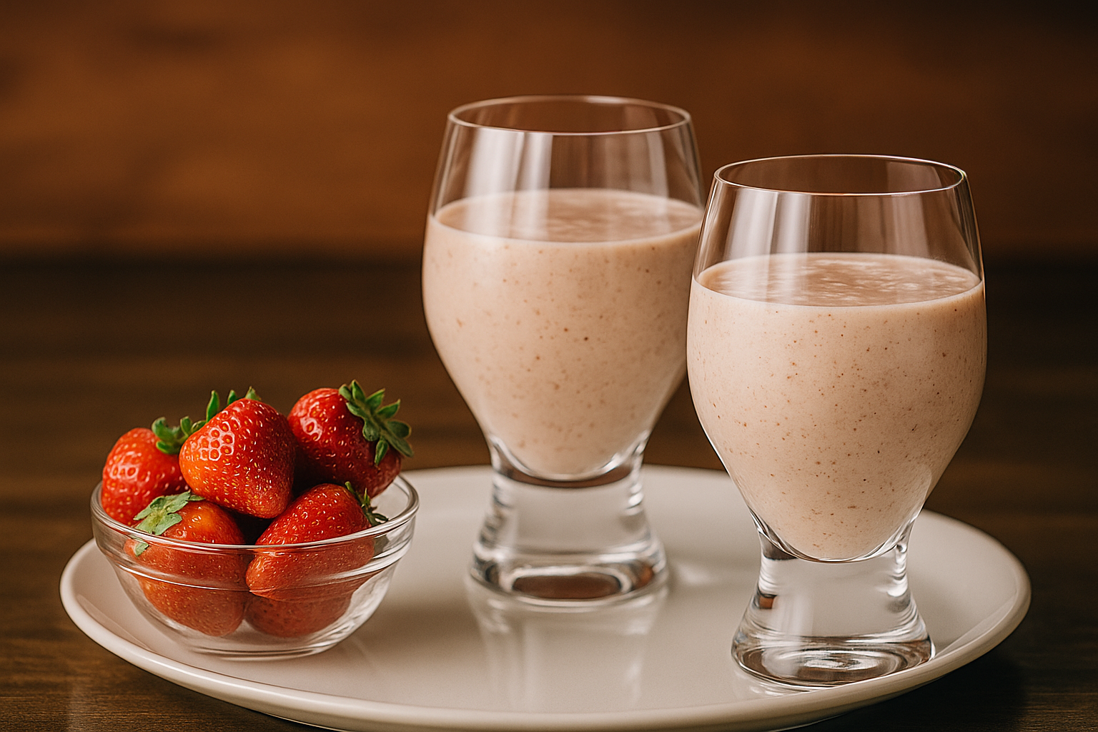Lait frappé aux fraises et aux amandes