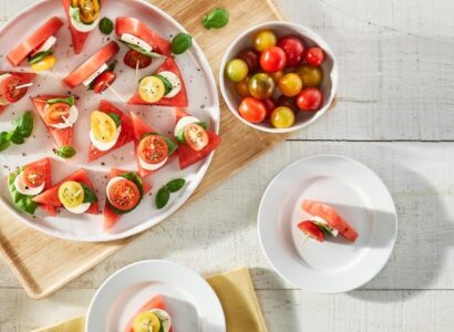 Caprese Tomato & Melon Stacks