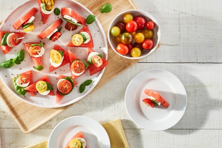Caprese Tomato & Melon Stacks