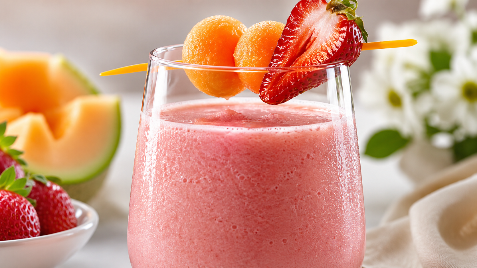 Lait frappé fraises et cantaloup