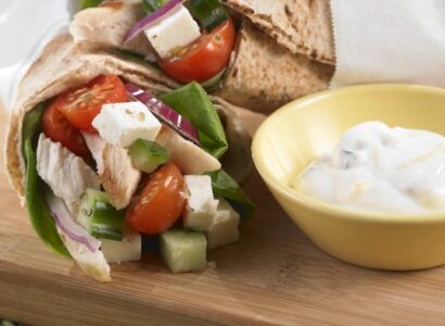 Greek Veggie, Chicken & Cheese Wrap