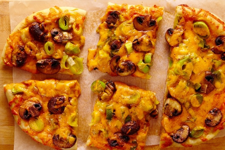 Cheddar, leek & mushroom focaccia