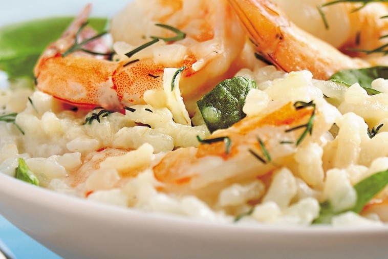 Risotto aux épinards et aux crevettes