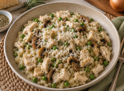 Chicken, Pea and Mushroom Risotto