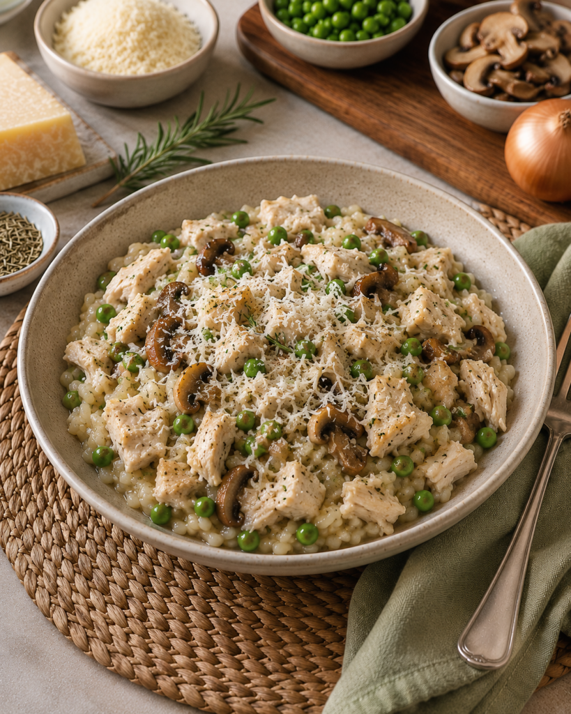 Chicken, Pea and Mushroom Risotto