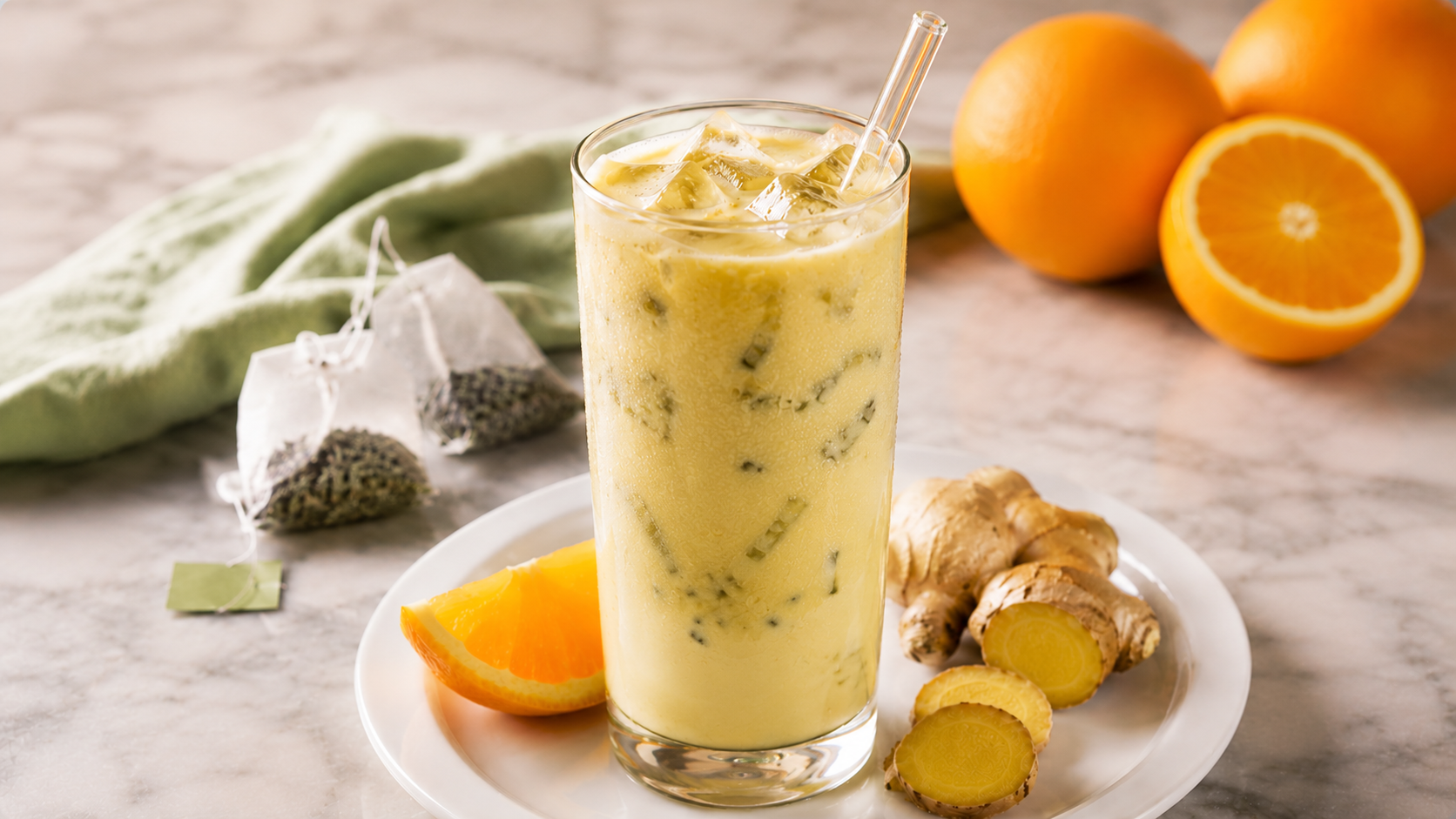 Iced Orange Green Tea Latte