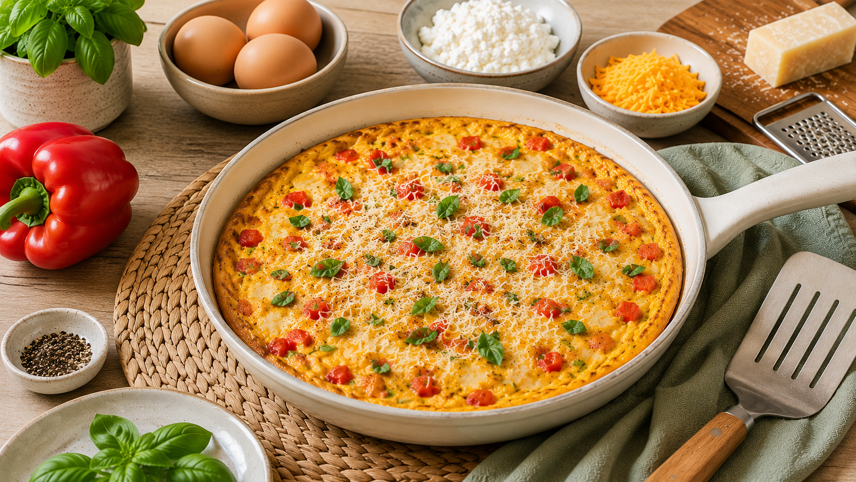 Frittata à la Ricotta et au poivron rouge