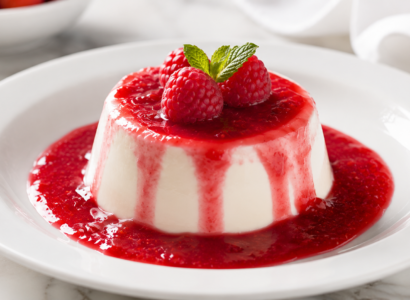 Yogurt Panna Cotta with Raspberry Coulis