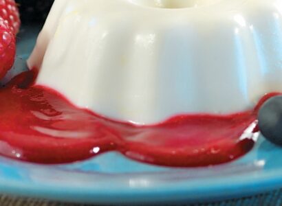 Yogurt Panna Cotta with Raspberry Coulis