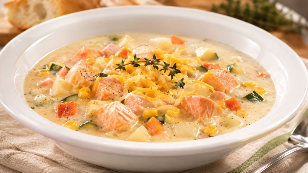 Delicious Salmon Vegetable Chowder